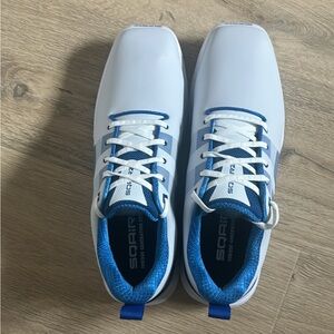 Men's White and Blue Golf Shoes